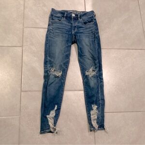 American Eagle Outfitters Women's Ripped Skinny Jeans - Blue